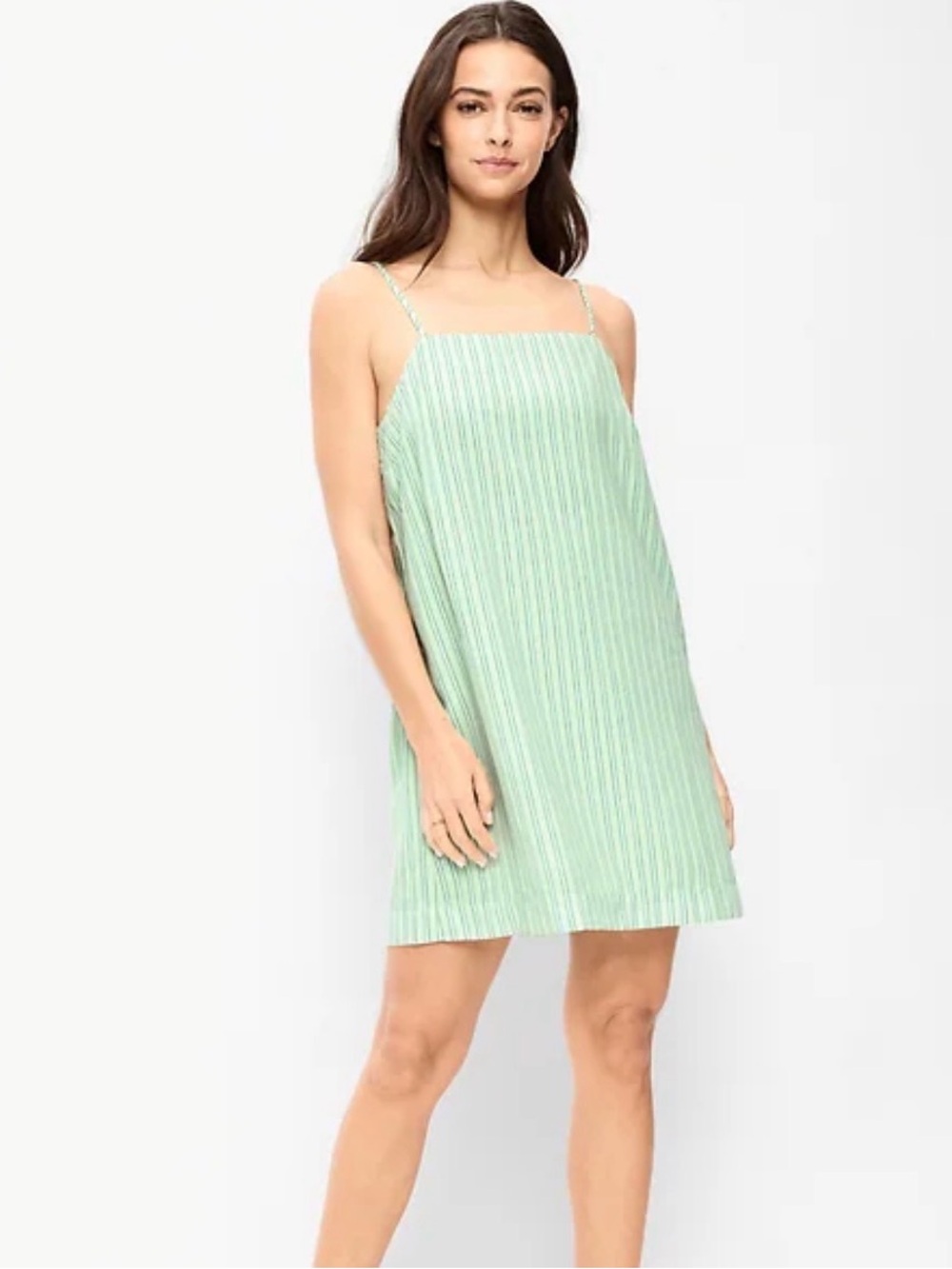 Old Navy Light Green Striped Slip Dress